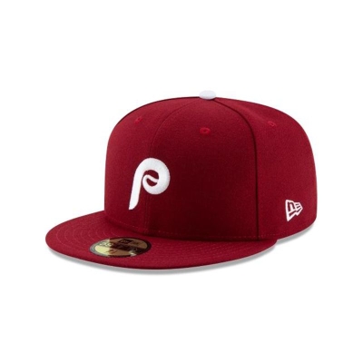 Red Philadelphia Phillies Hat - New Era MLB Authentic Collection Alt 2 59FIFTY Fitted Caps USA5901346